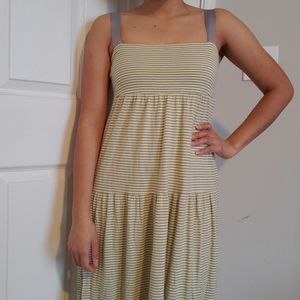 Old Navy Maxi Yellow and Gray Striped Dress